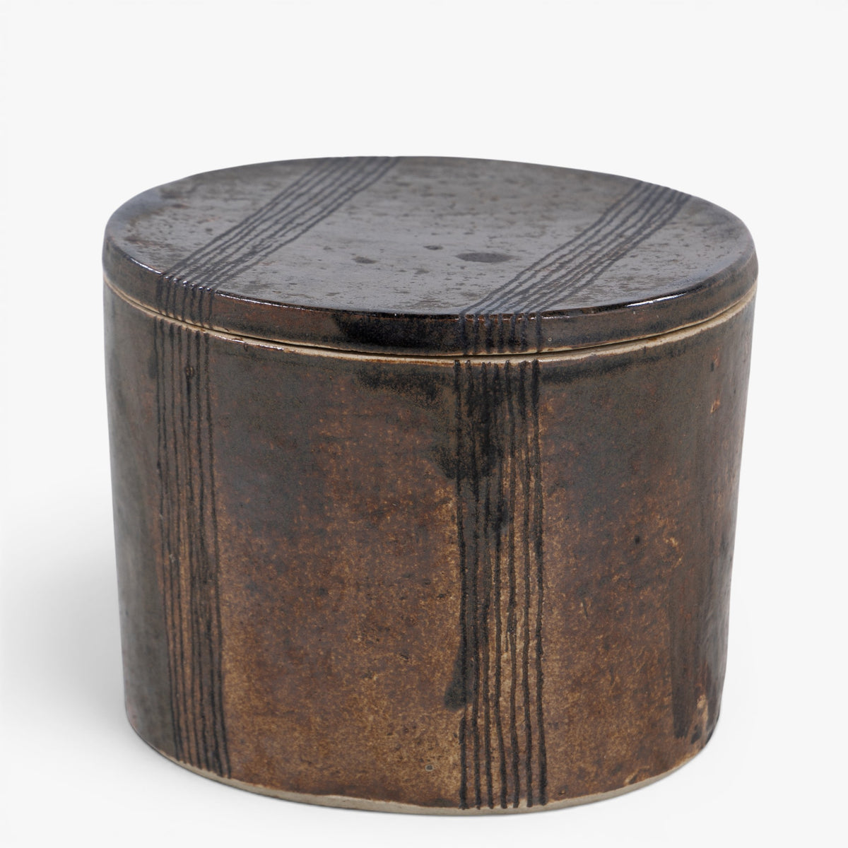 Stoneware lidded jar