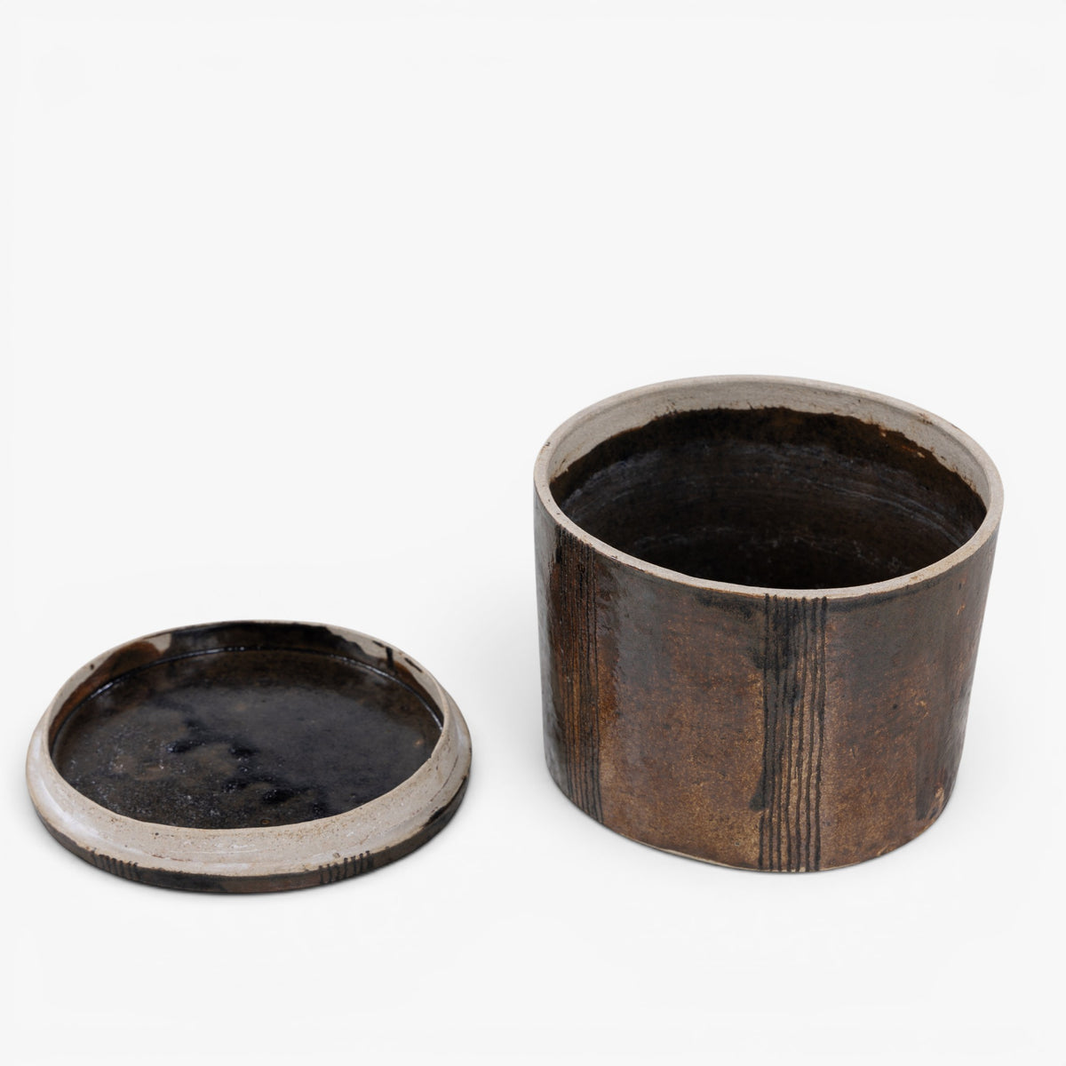Stoneware lidded jar