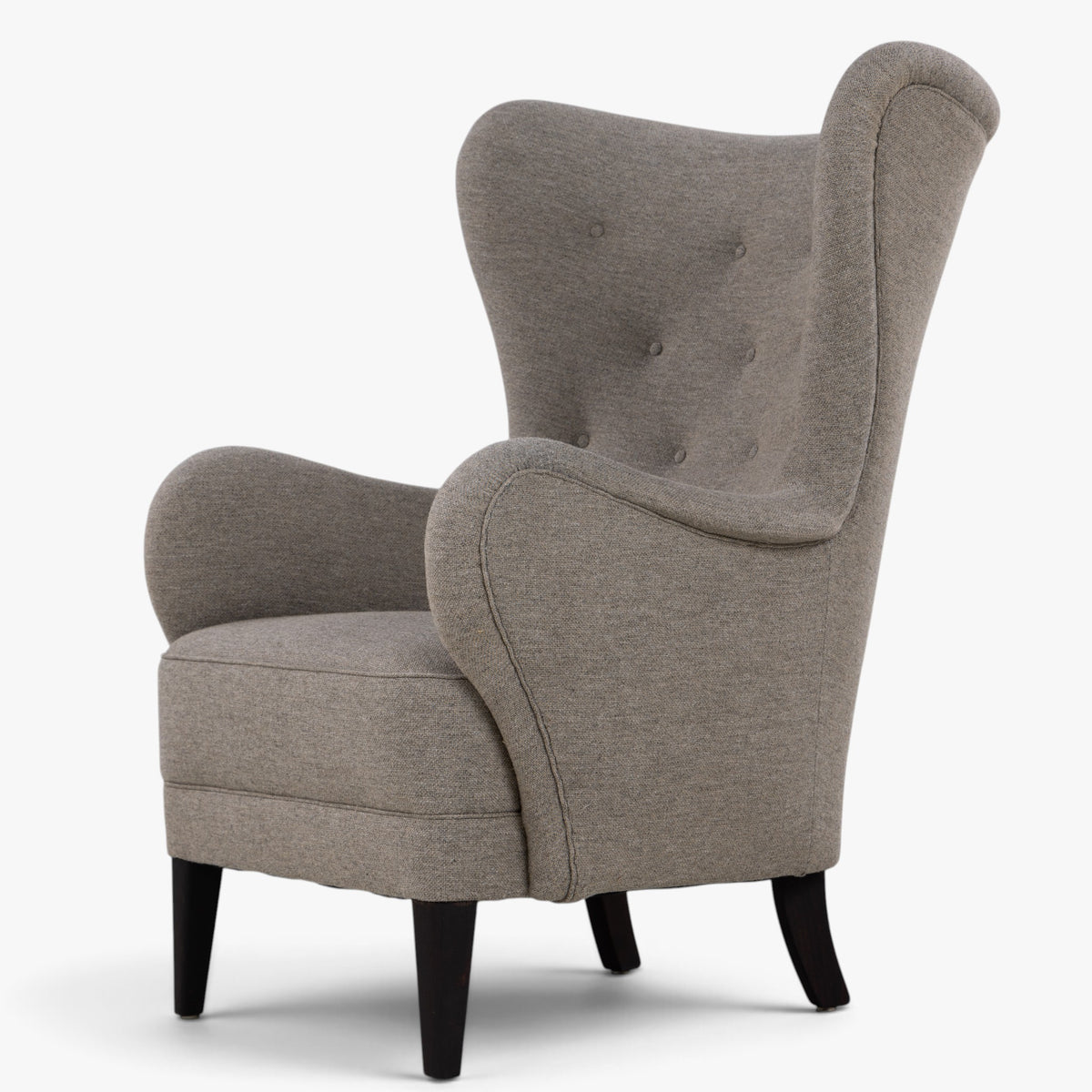 Reupholstered easy chair in textile