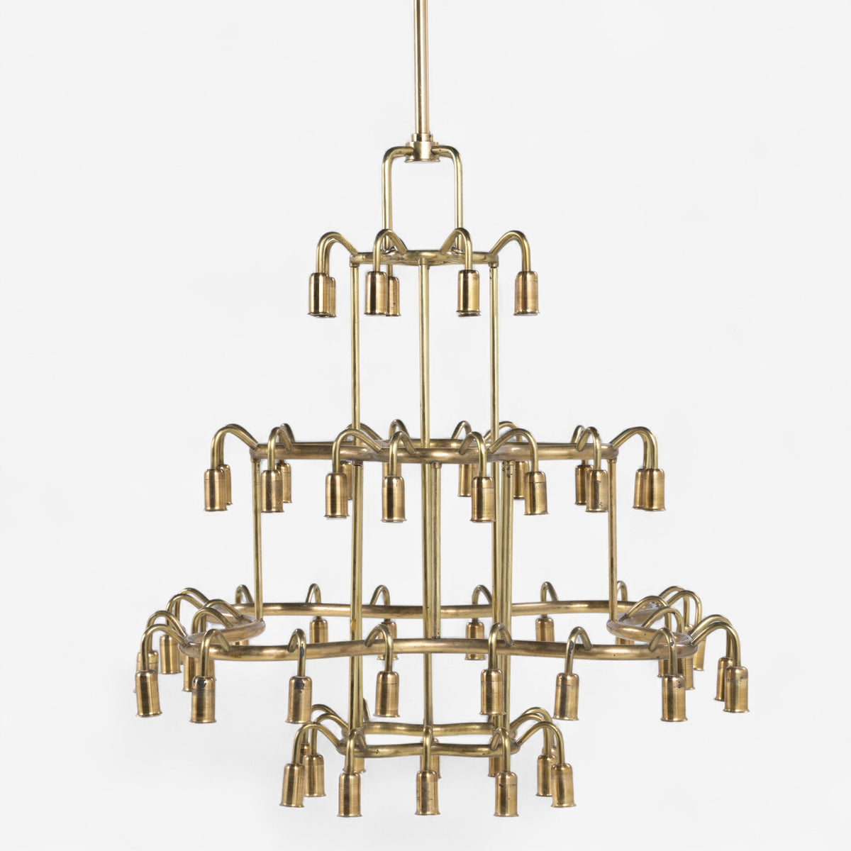 Large chandelier in patinated brass