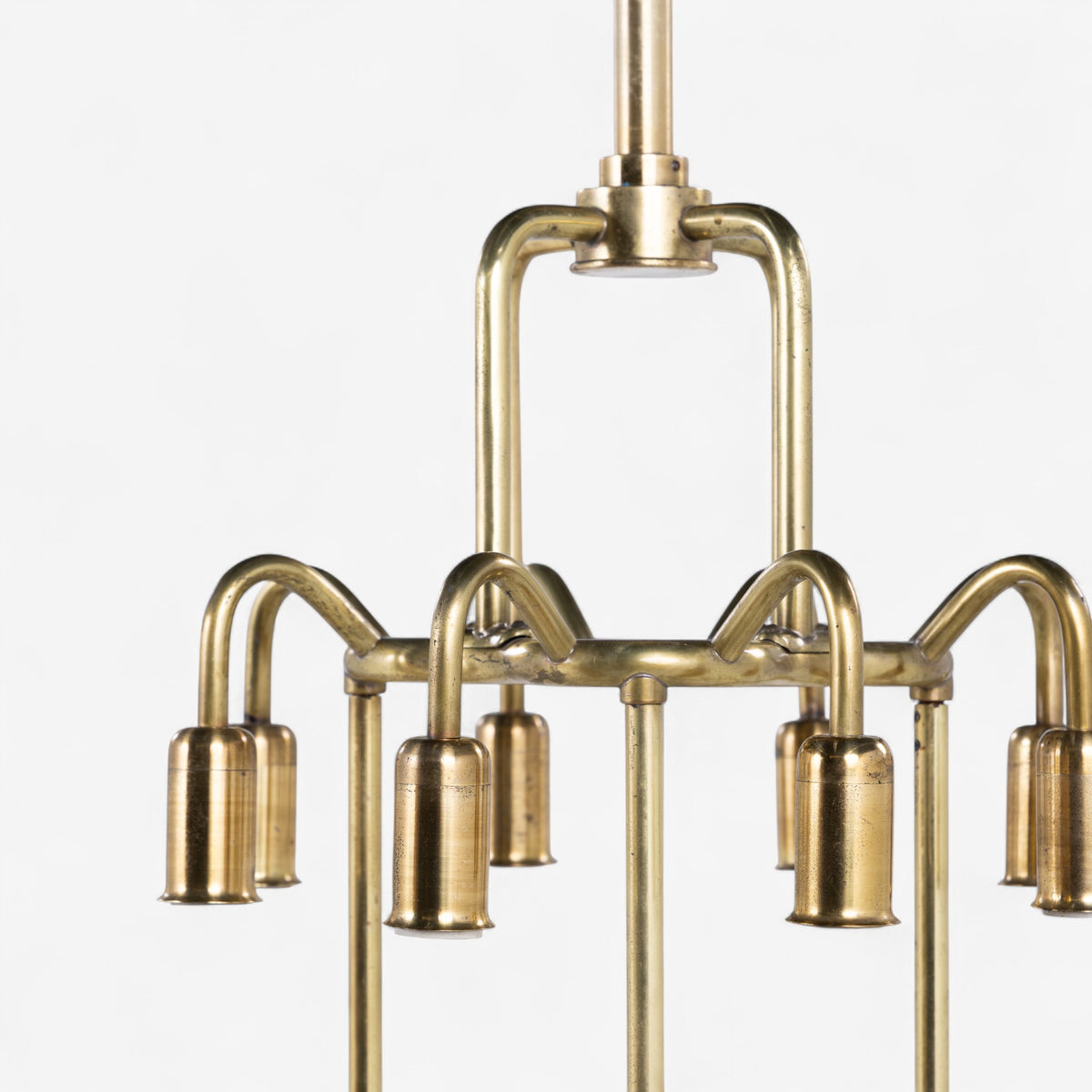 Large chandelier in patinated brass