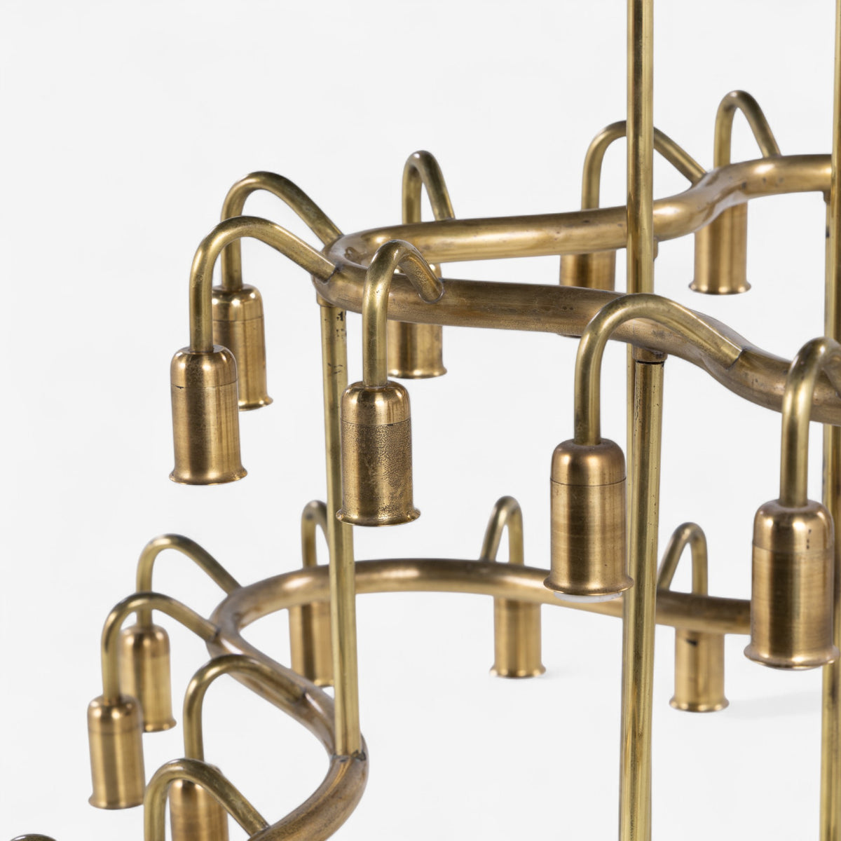 Large chandelier in patinated brass