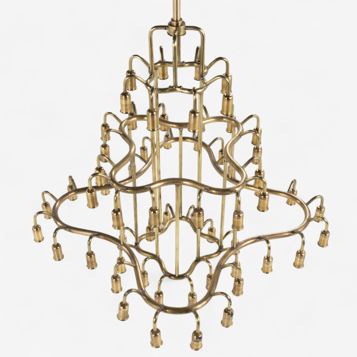 Large chandelier in patinated brass