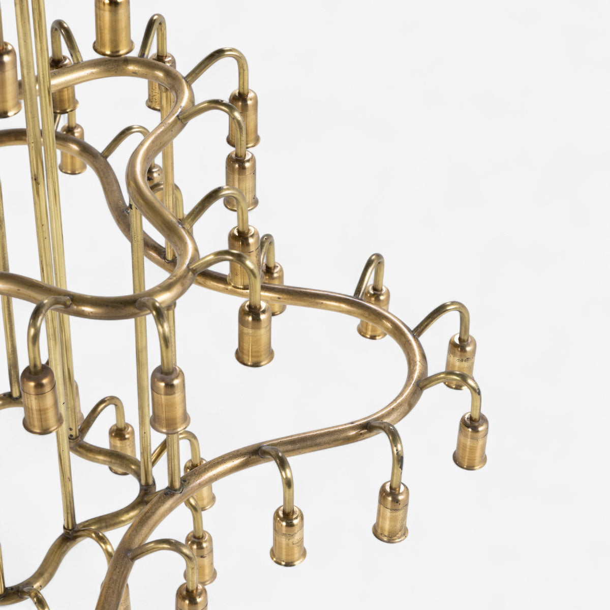 Large chandelier in patinated brass