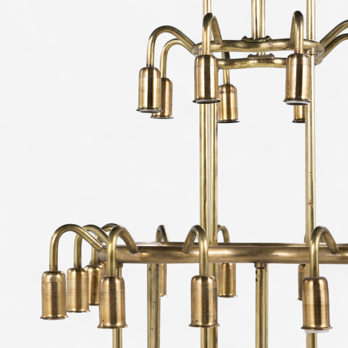 Large chandelier in patinated brass