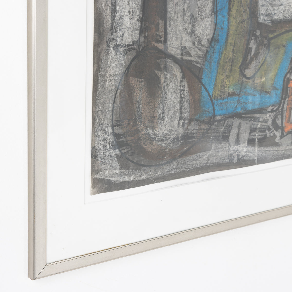 Framed oil crayon work