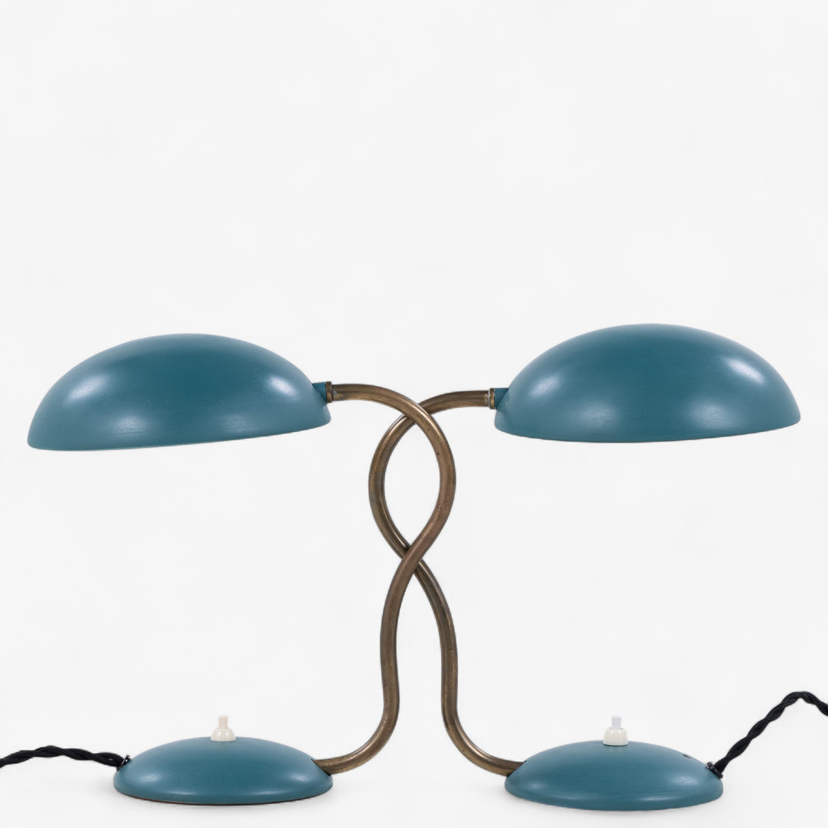 Bordlampe i grønlakeret metal