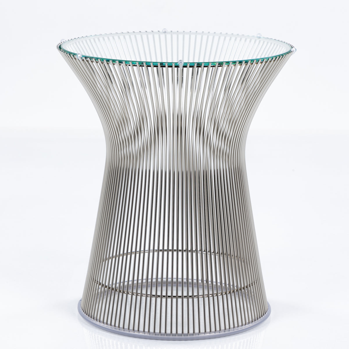 Platner' side table in nickel & glass