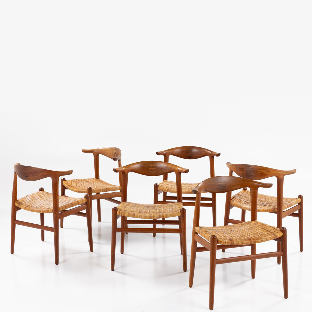JH 505 - Set of 6 'Cow Horn Chairs' in teak