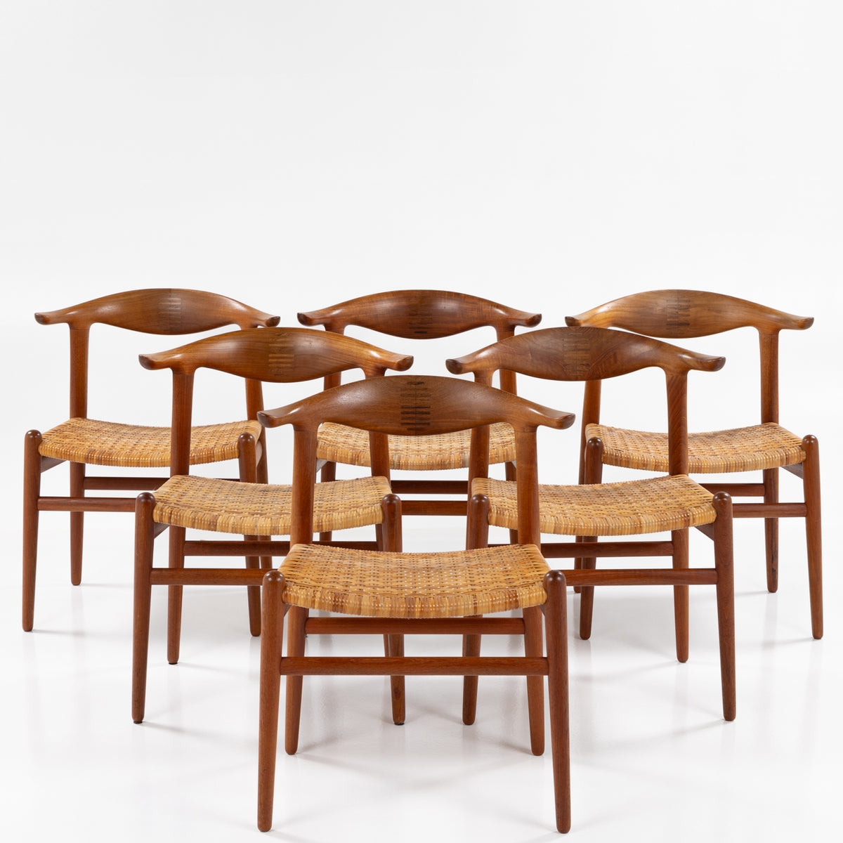 JH 505 - Set of 6 'Cow Horn Chairs' in teak