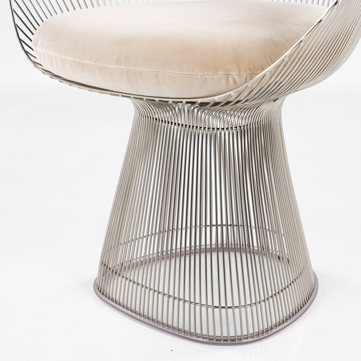 Platner Side Chair in nickel & beige textile