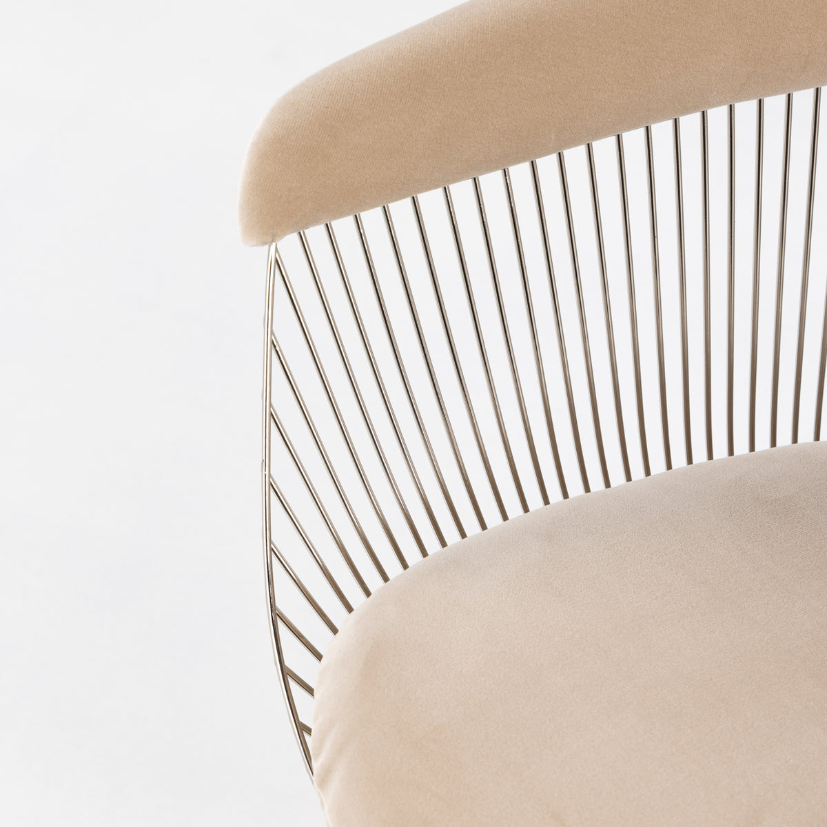 Platner Side Chair in nickel & beige textile