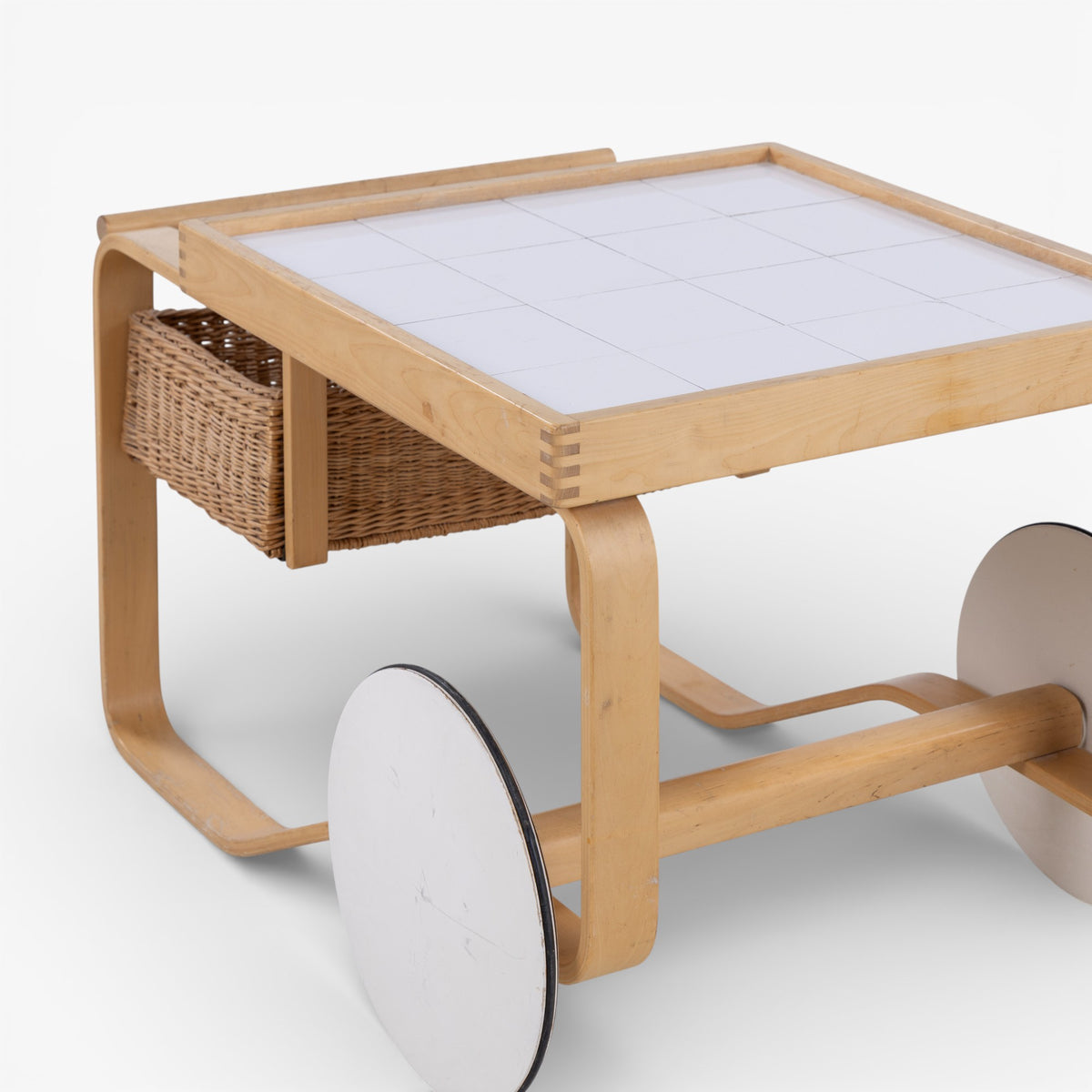 Serving trolley in birch