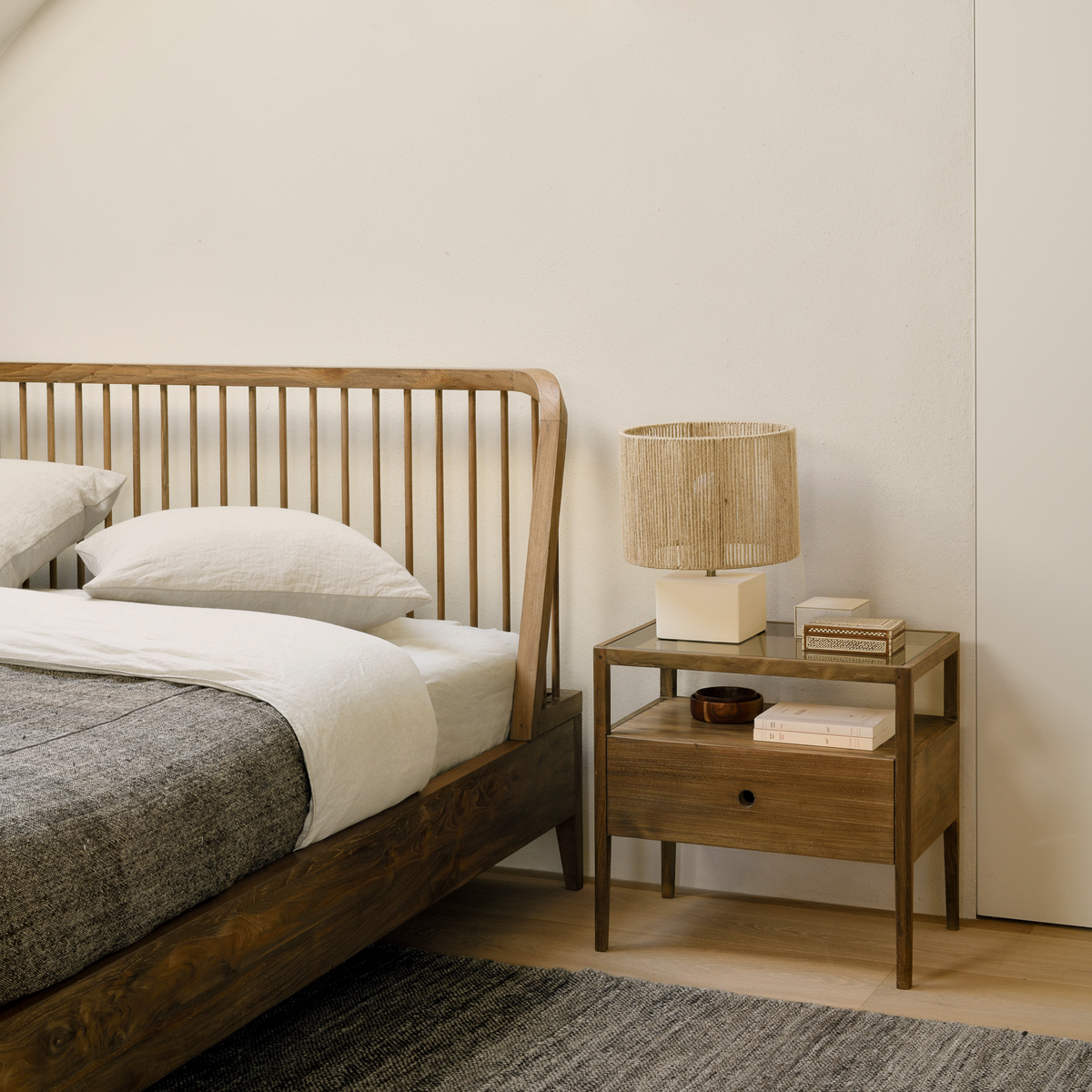Teak Spindle' bed frame