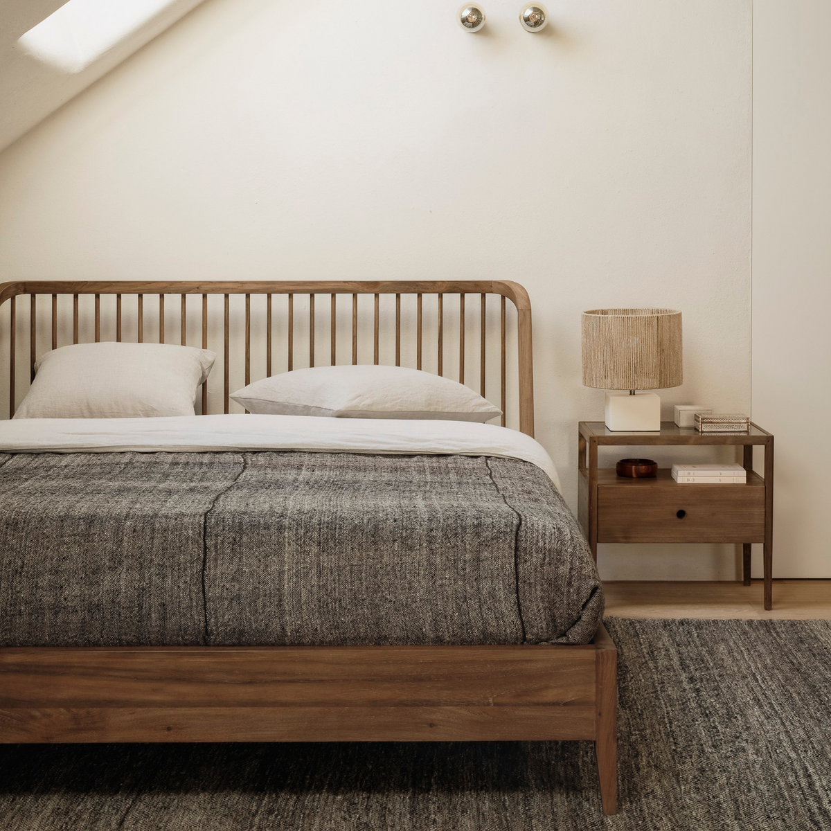 Teak Spindle' bed frame