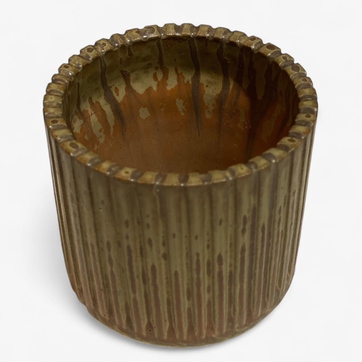 Fluted jar in stoneware