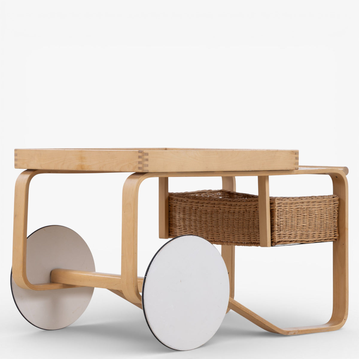 Serving trolley in birch