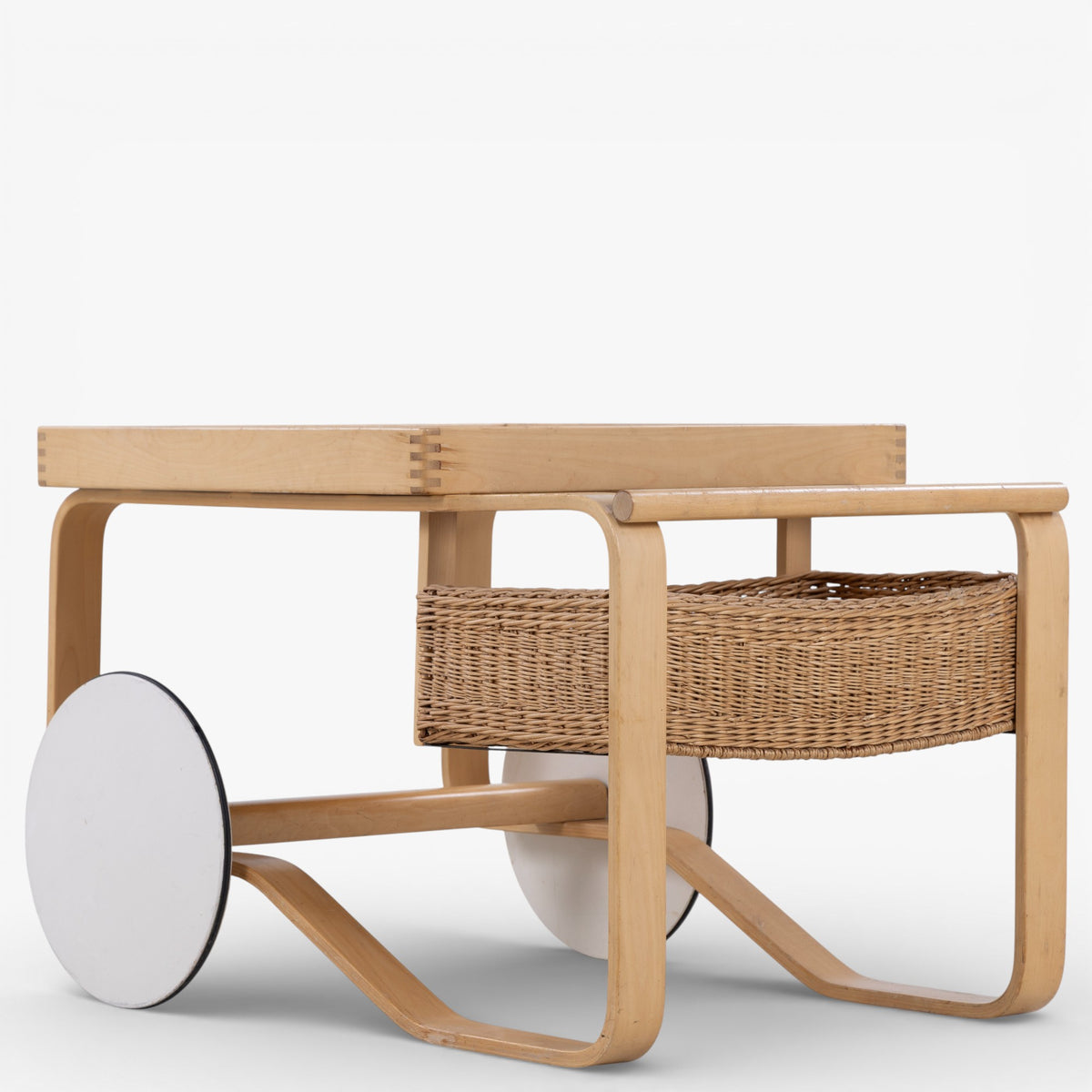 Serving trolley in birch