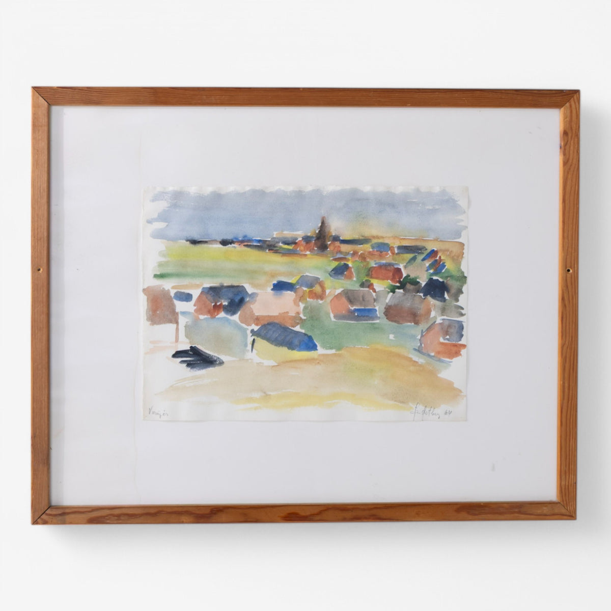 Watercolour in wooden frame