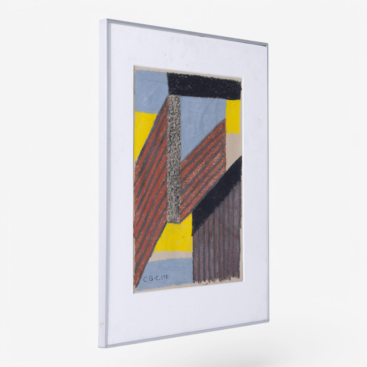 Oil pastel in silver frame