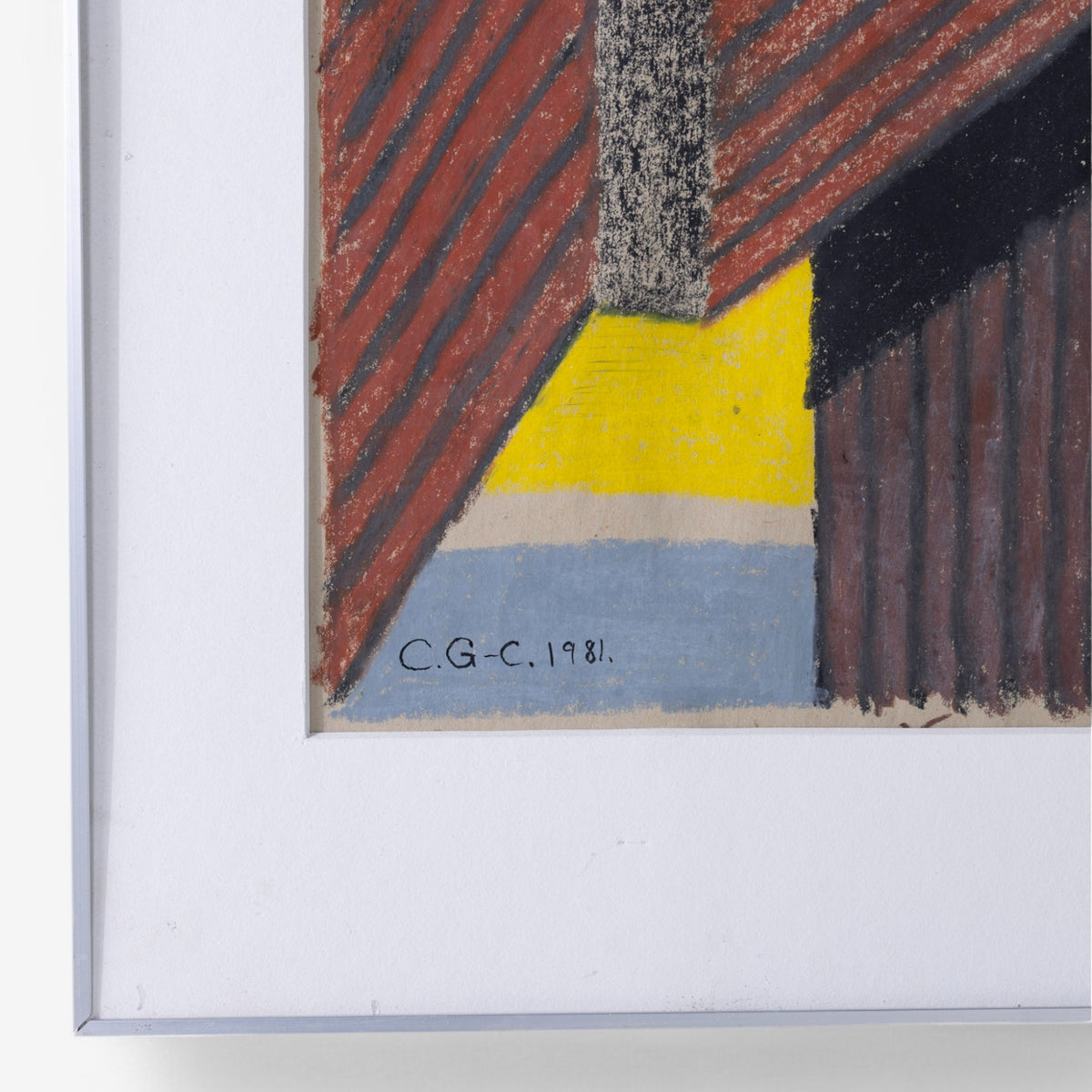 Oil pastel in silver frame