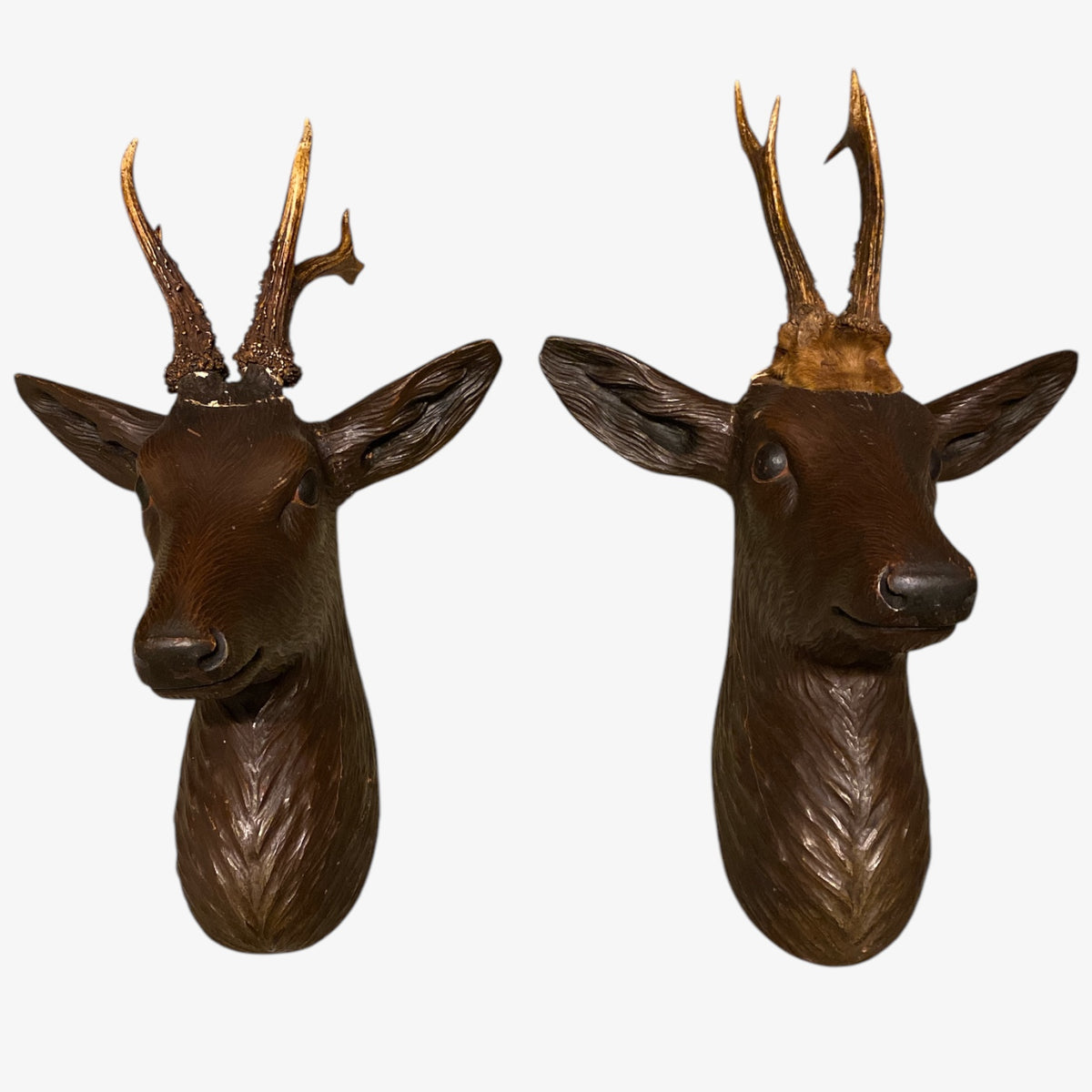 Wooden deer heads