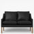 BM 2208 – Ompolstret 2 pers. sofa i dækfarvet læder (Black)