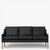BM 2209 – Ompolstret 3 pers. sofa i anilinlæder (Black)