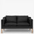 BM 2212 – Ompolstret 2 pers. sofa i anilinlæder (Black)