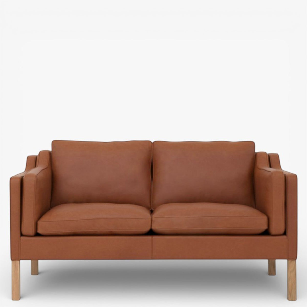 BM 2212 – Ompolstret 2 pers. sofa i anilinlæder (Cognac)