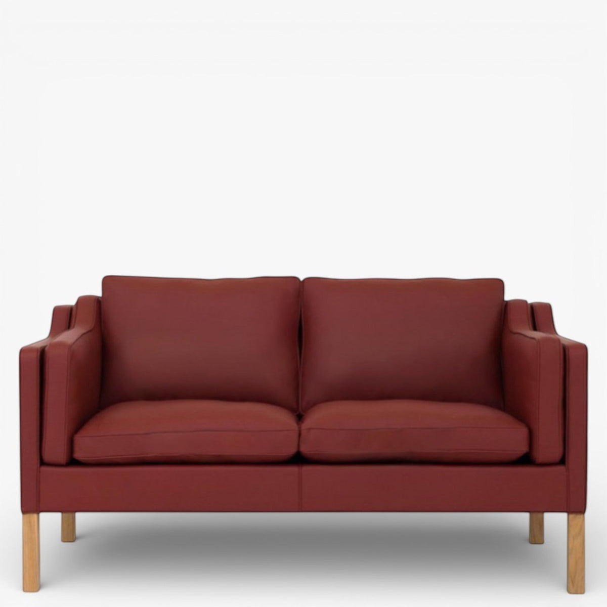 BM 2212 – Ompolstret 2 pers. sofa i dækfarvet læder (Indian Red)