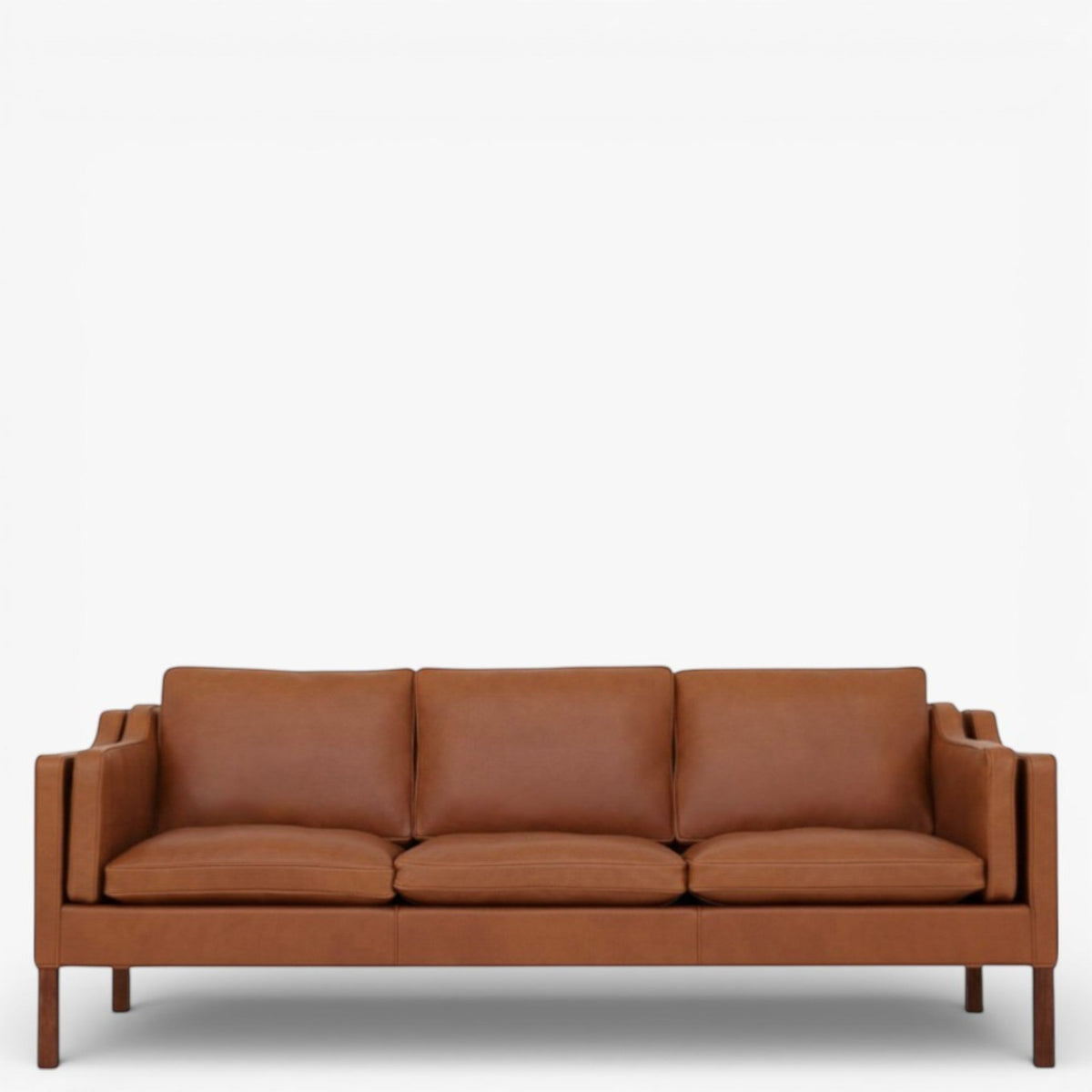 BM 2213 - Ompolstret 3 pers. sofa i anilinlæder (Cognac)