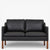 BM 2322 – Ompolstret 2 pers. sofa i anilinlæder (Black)