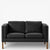 BM 2332 – Ompolstret 2 pers. sofa i dækfarvet læder (Black)