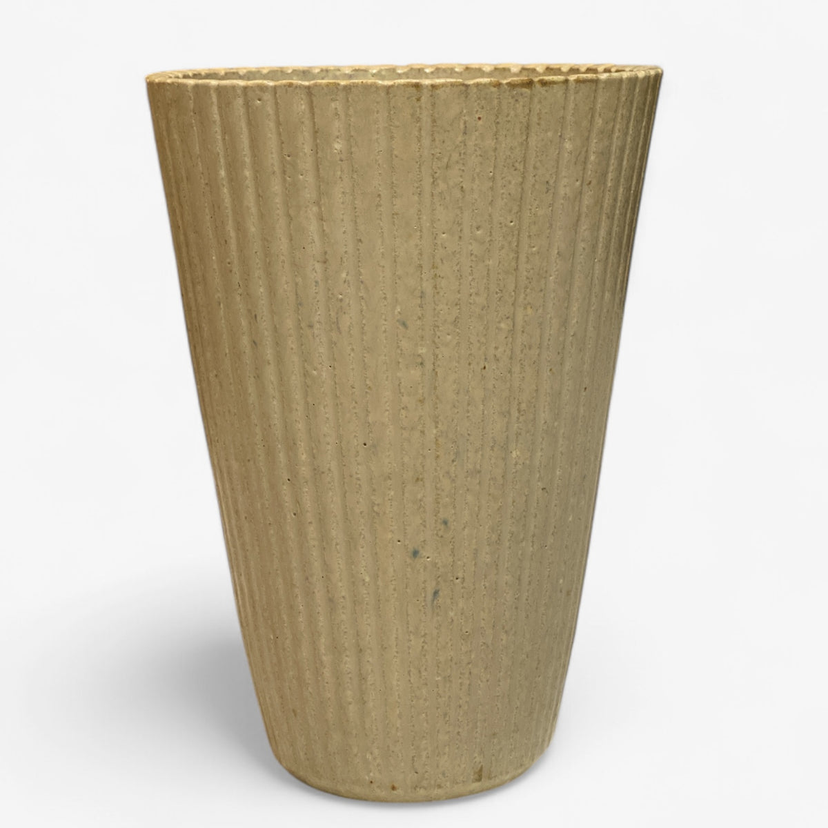 Tall fluted vase in stoneware