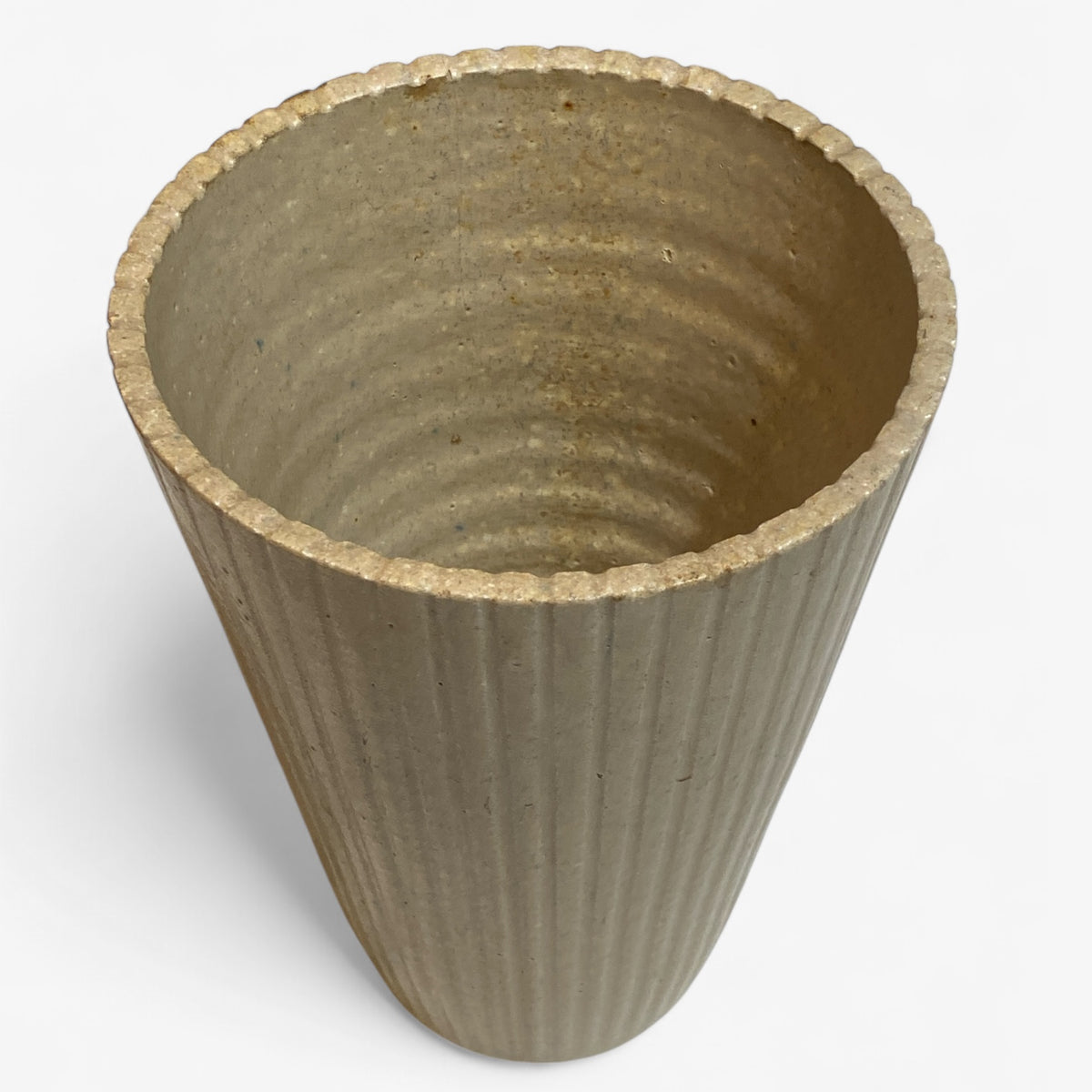 Tall fluted vase in stoneware