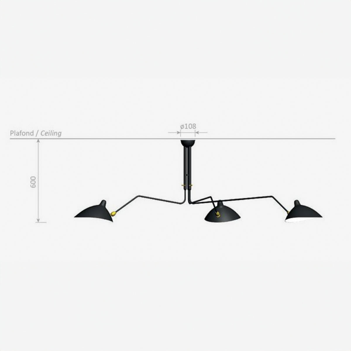 Plafonnier 3' -  Ceiling light in black metal