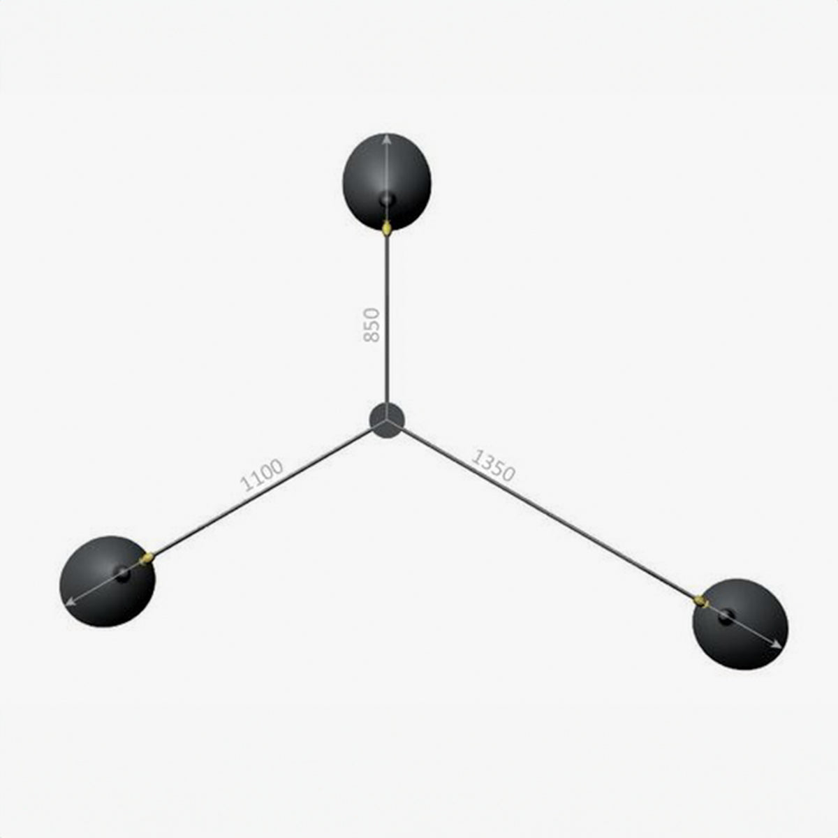 Plafonnier 3' -  Ceiling light in black metal