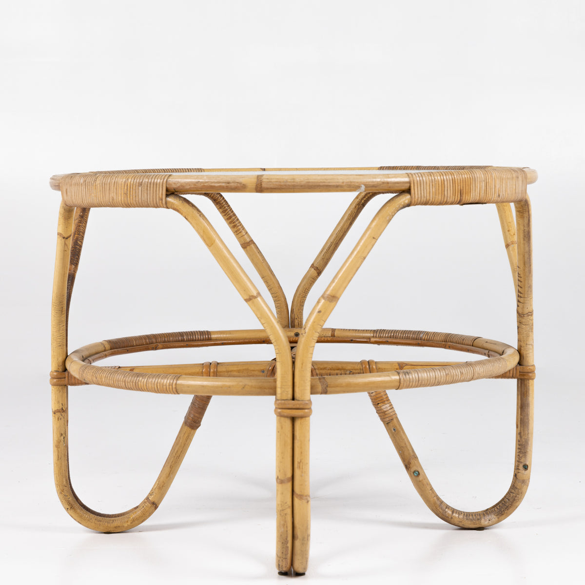 Round bamboo coffee table