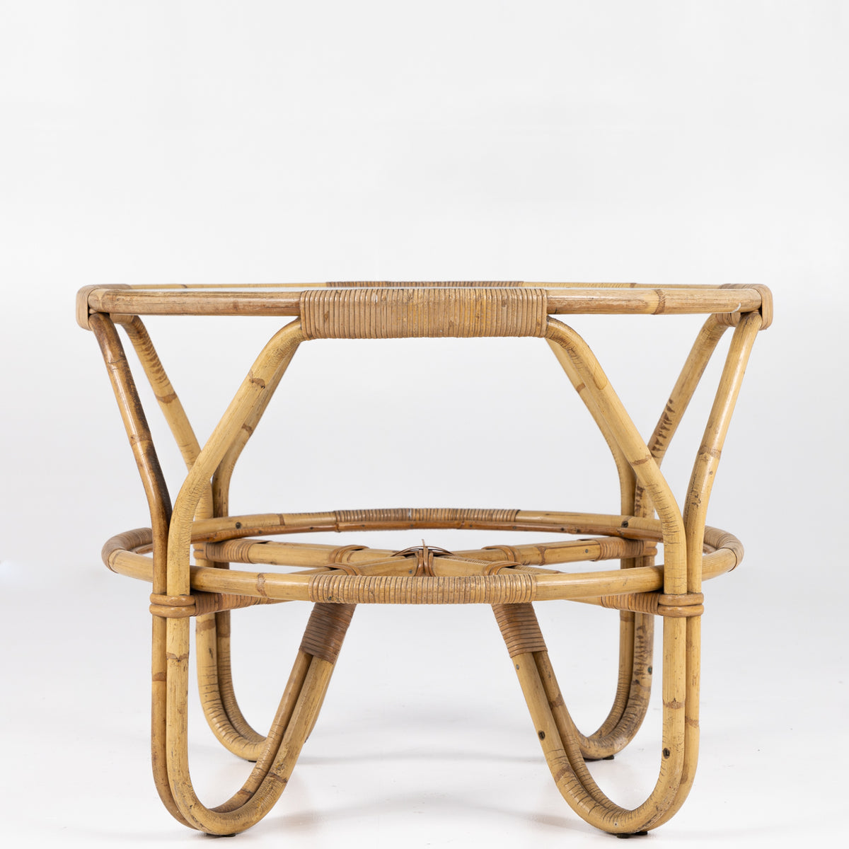 Round bamboo coffee table