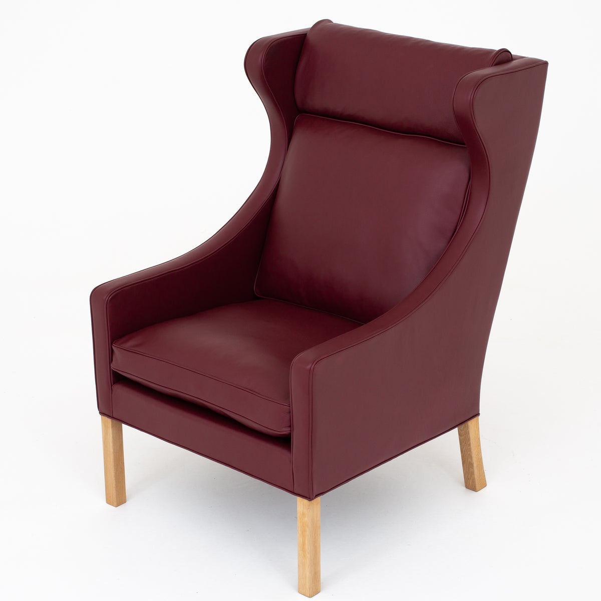 BM 2204 - Wingback Chair in wine red leather