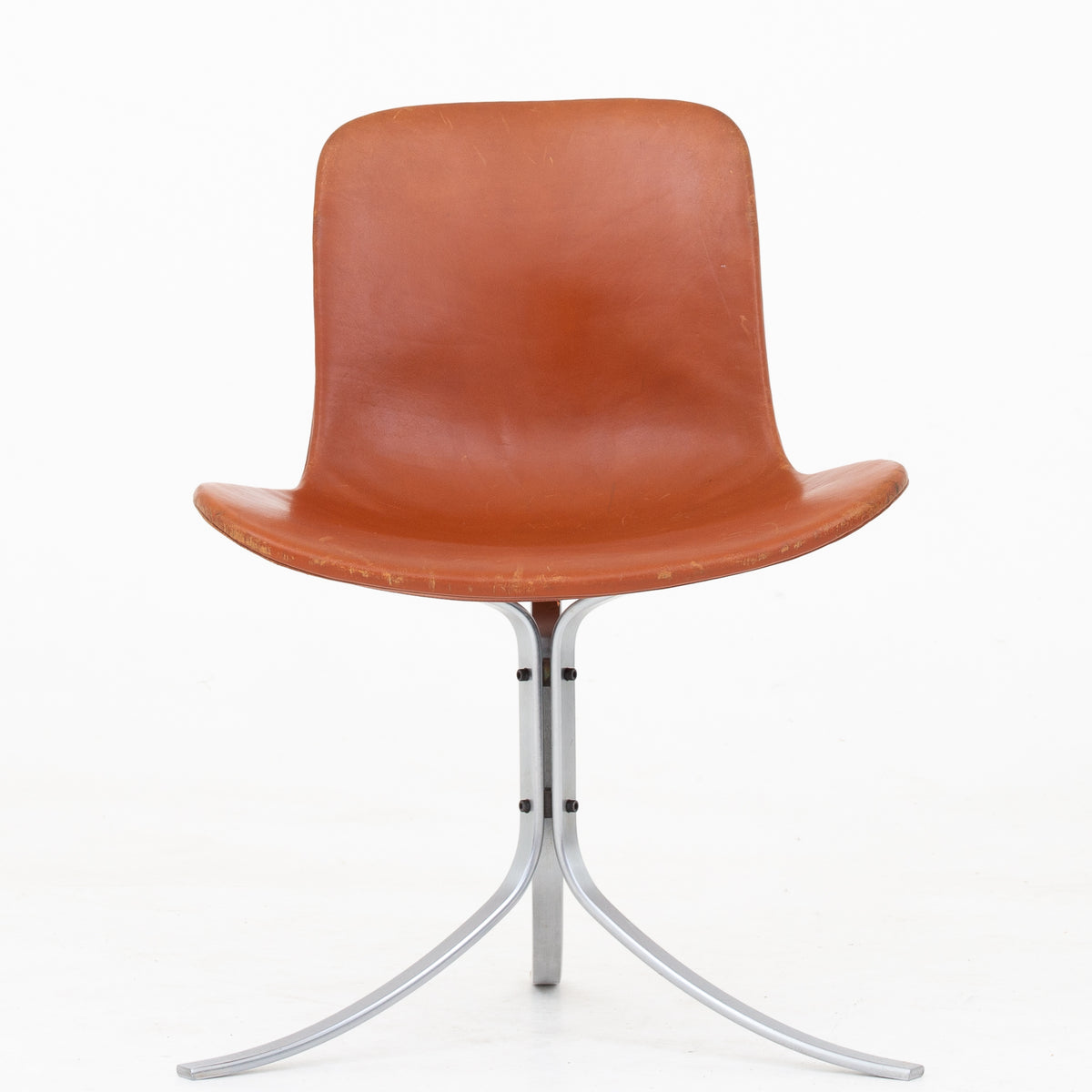 PK 9 - 'Tulip Chair' in cognac leather