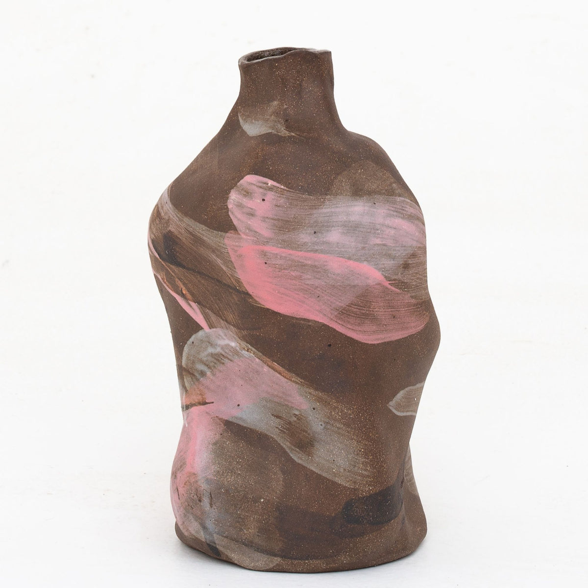 Vase in partially unglazed stoneware