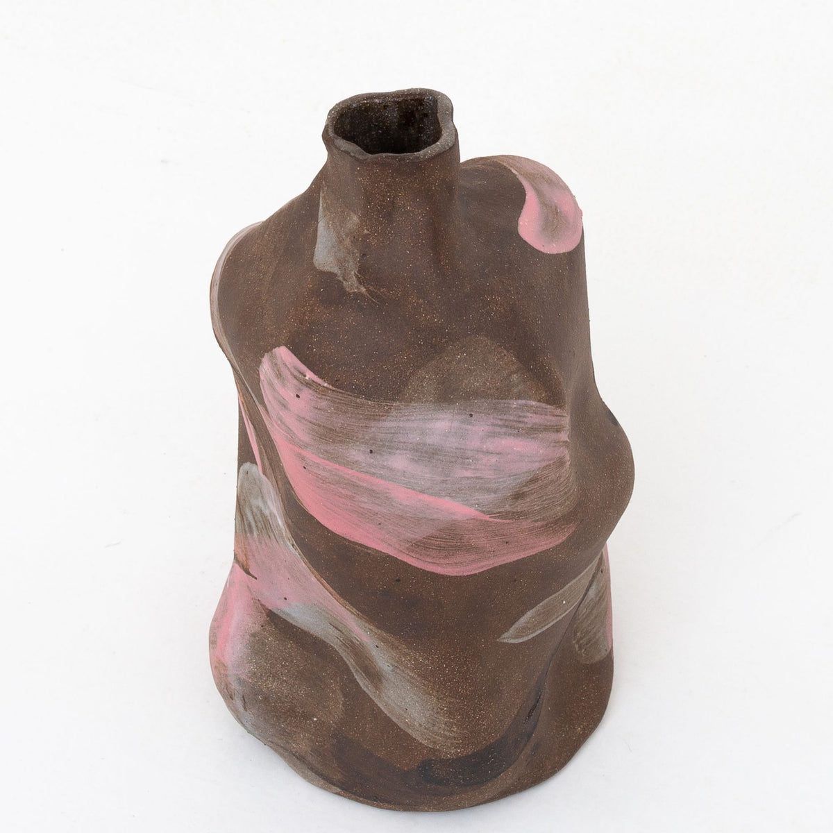Vase in partially unglazed stoneware